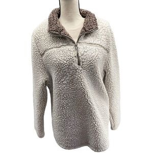 Green Tea Quarter Zip Two Tone Sherpa Pull Over Size XL